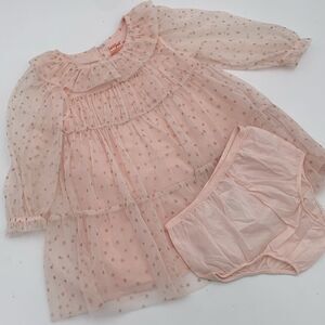 Cat & Jack NWT sheer pink ruffle dress with gold stars size 18 months